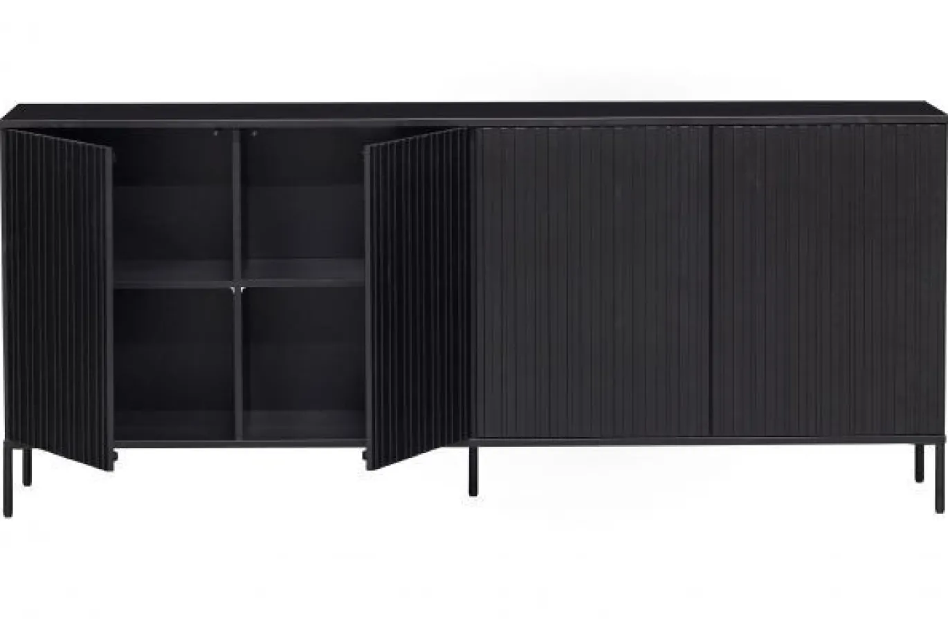 Woood New Gravure Dressoir 200 Cm Grenen Zwart