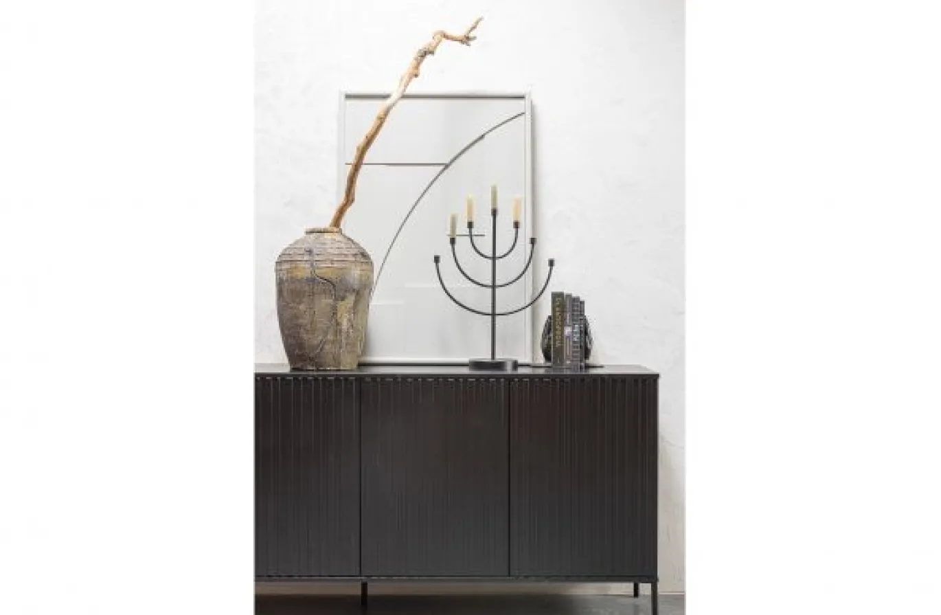 Woood New Gravure Dressoir 200 Cm Grenen Zwart