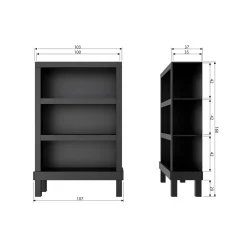 Woood Open Kast Bonk Grenen Mat Zwart