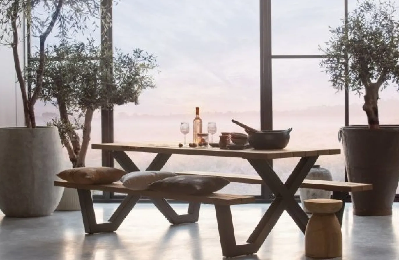 Woood Picknicktafel Tablo Outdoor Ayous Hout Naturel X-poot