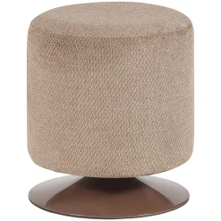 Woood Poef Islen Met Draaivoet Boucle Bruin