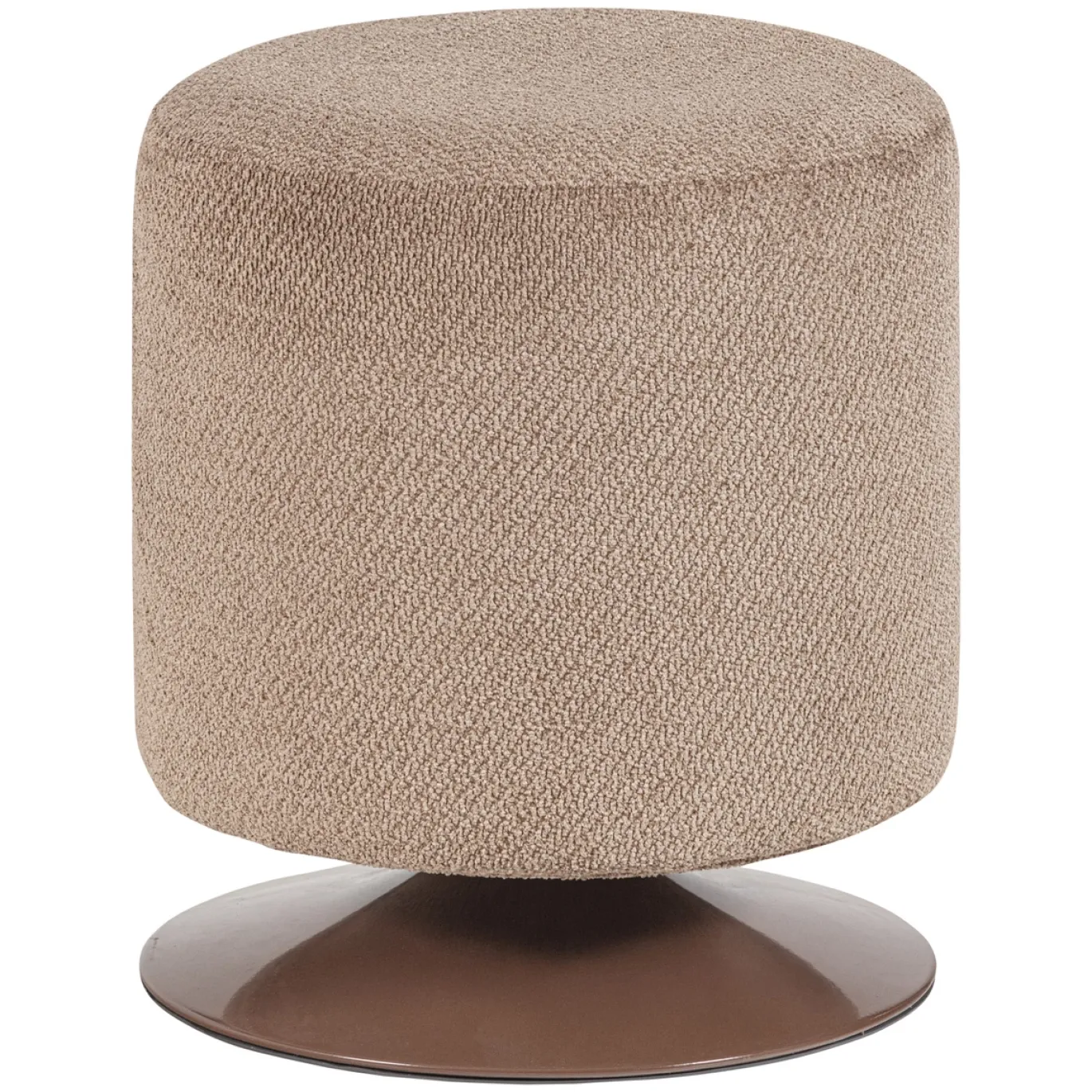 Woood Poef Islen Met Draaivoet Boucle Bruin