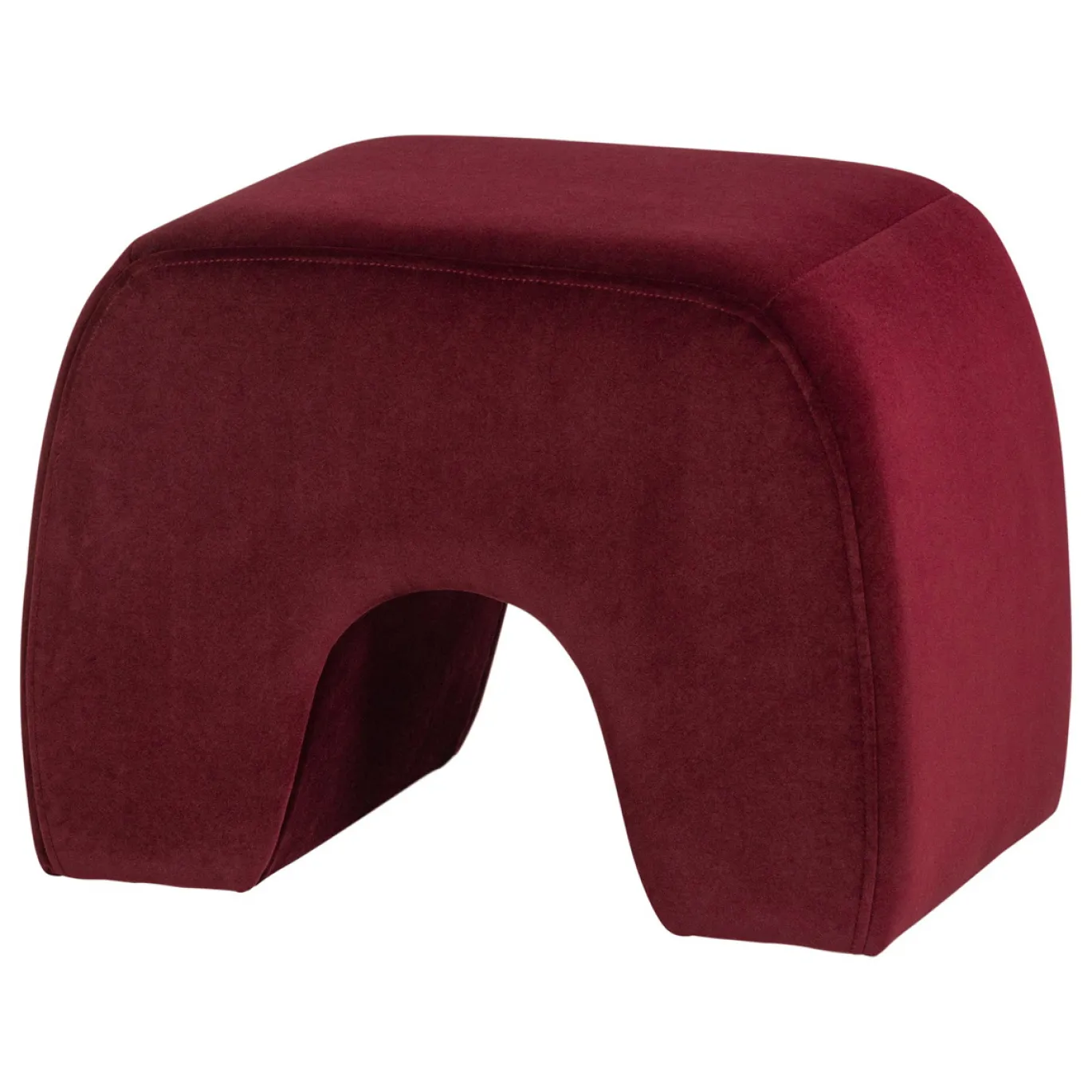 Woood Poef Lucen Velvet Bordeauxrood
