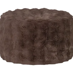 Woood Poef Olven Laag Fluffy Stof Bruin