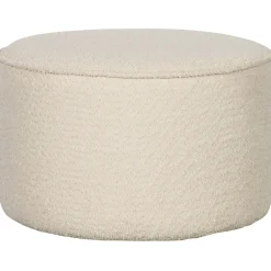 Woood Poef Sara Laag Bouclé Creme 36xØ60