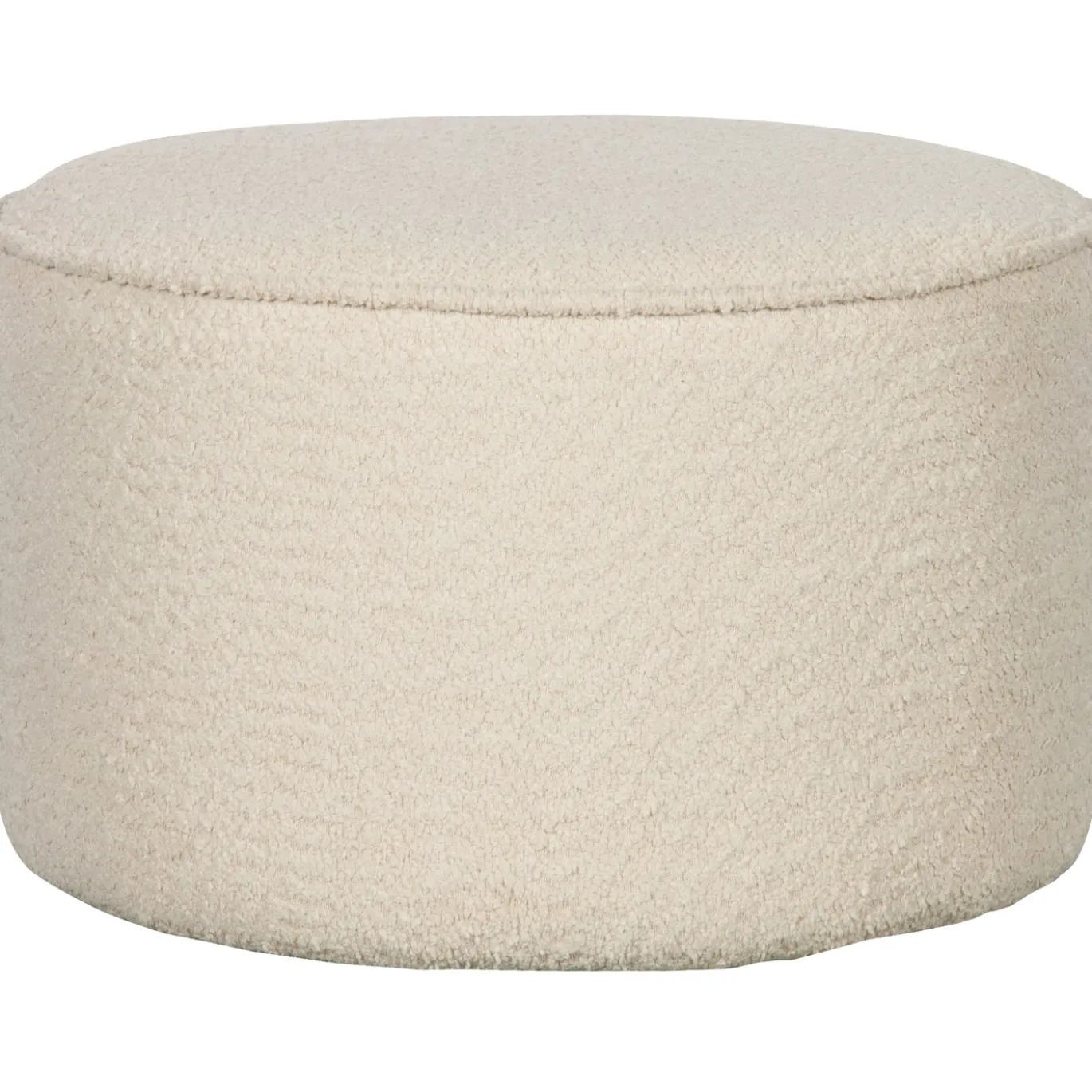 Woood Poef Sara Laag Bouclé Creme 36xØ60