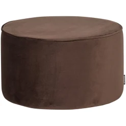 Woood Poef Sara Laag Velvet Donkerbruin Ø60cm