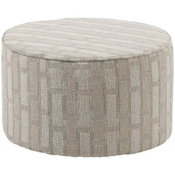 Woood Poef Sarli Laag Ruit Dessin Chenille Naturel/beige