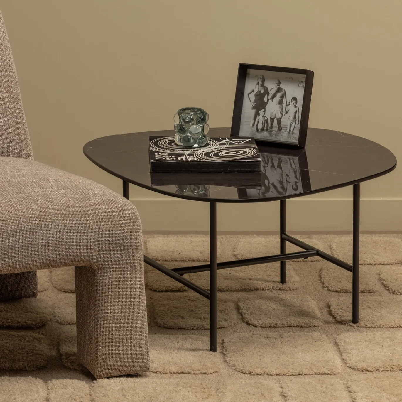 Woood Salontafel Vajen Marmerlook Zwart 80x60cm