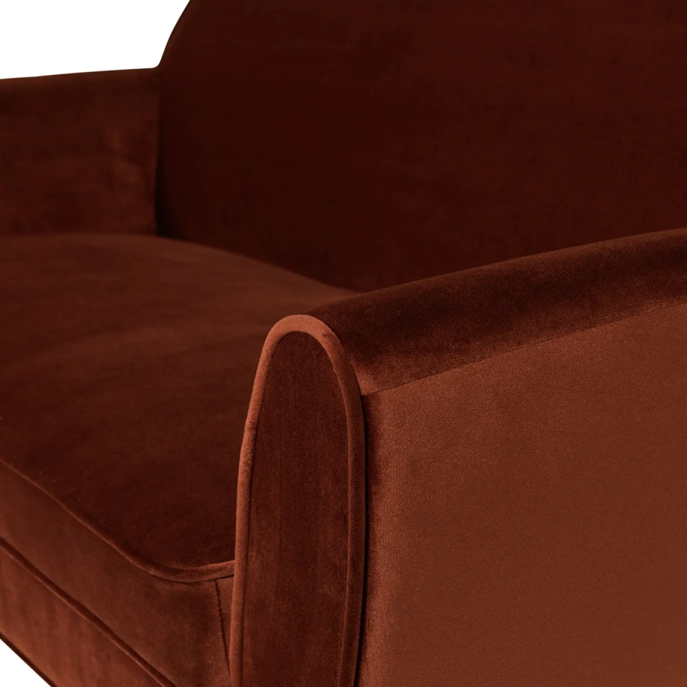 Woood Sofa Rocco Fluweel Roestbruin 150cm