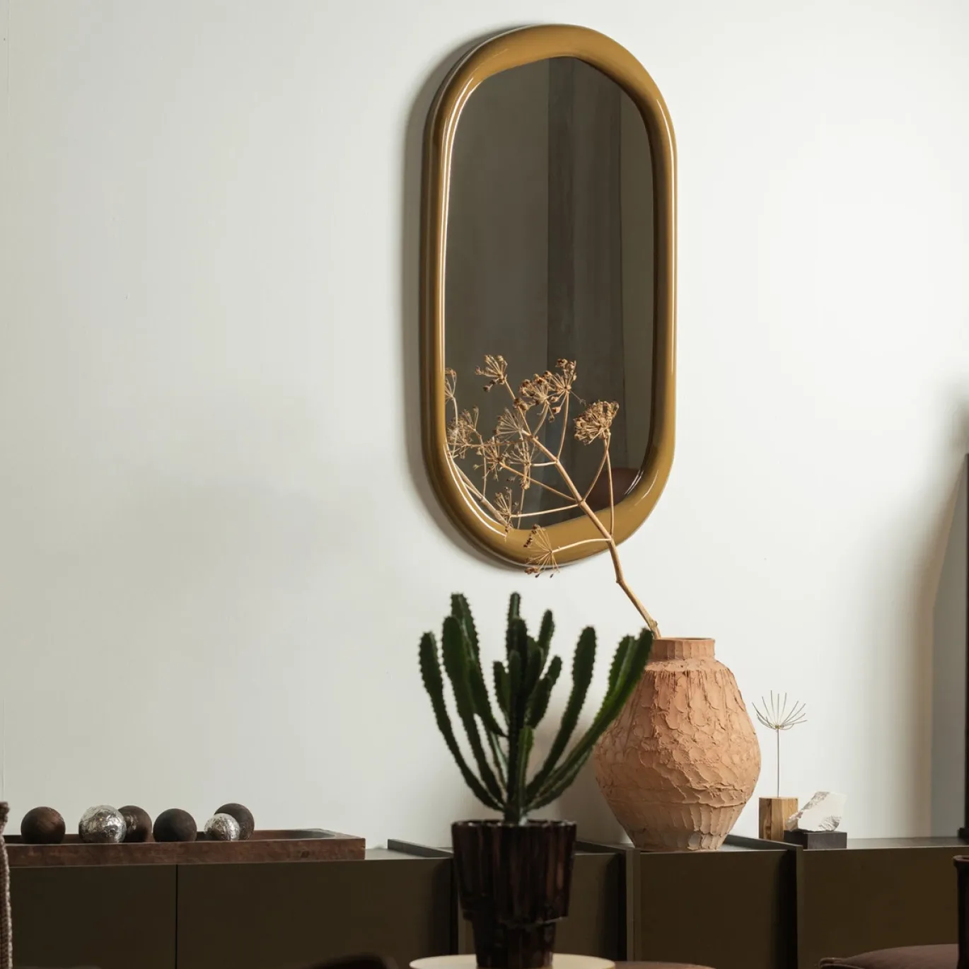 Woood Spiegel Norea Hout Hoogglans Honinggeel 120x60cm