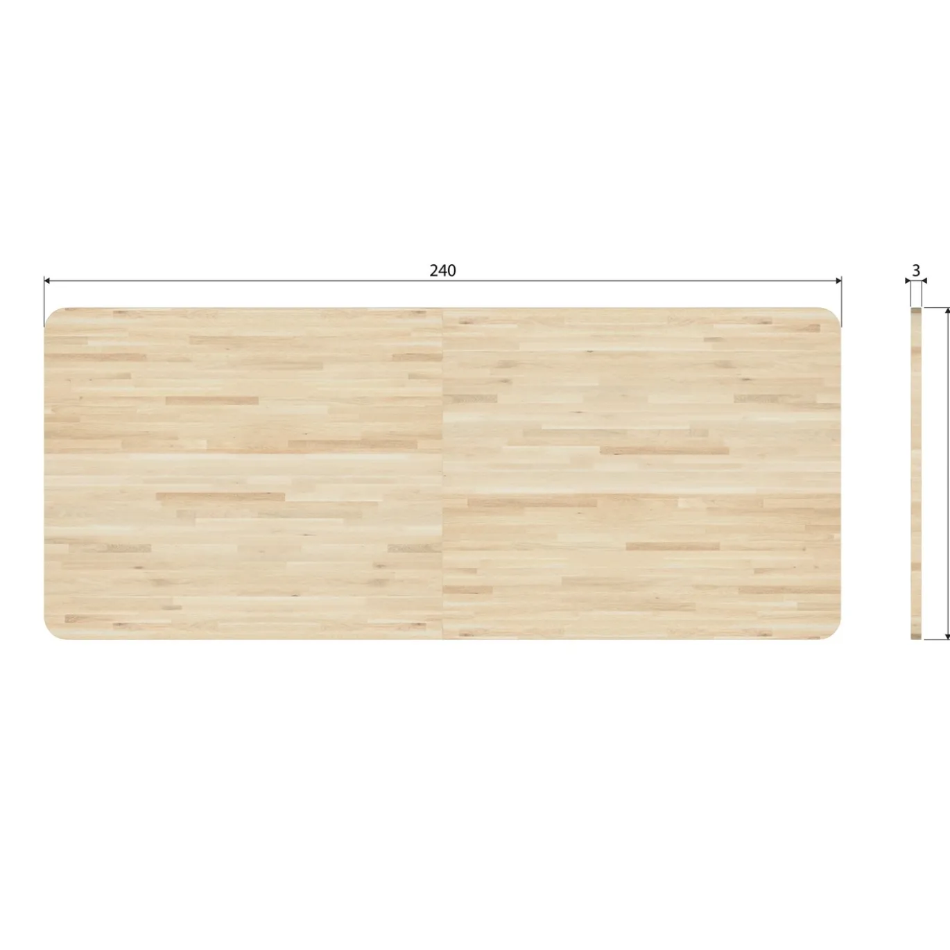 Woood Tablo xl Tafelblad Eiken Naturel Curved 240x100