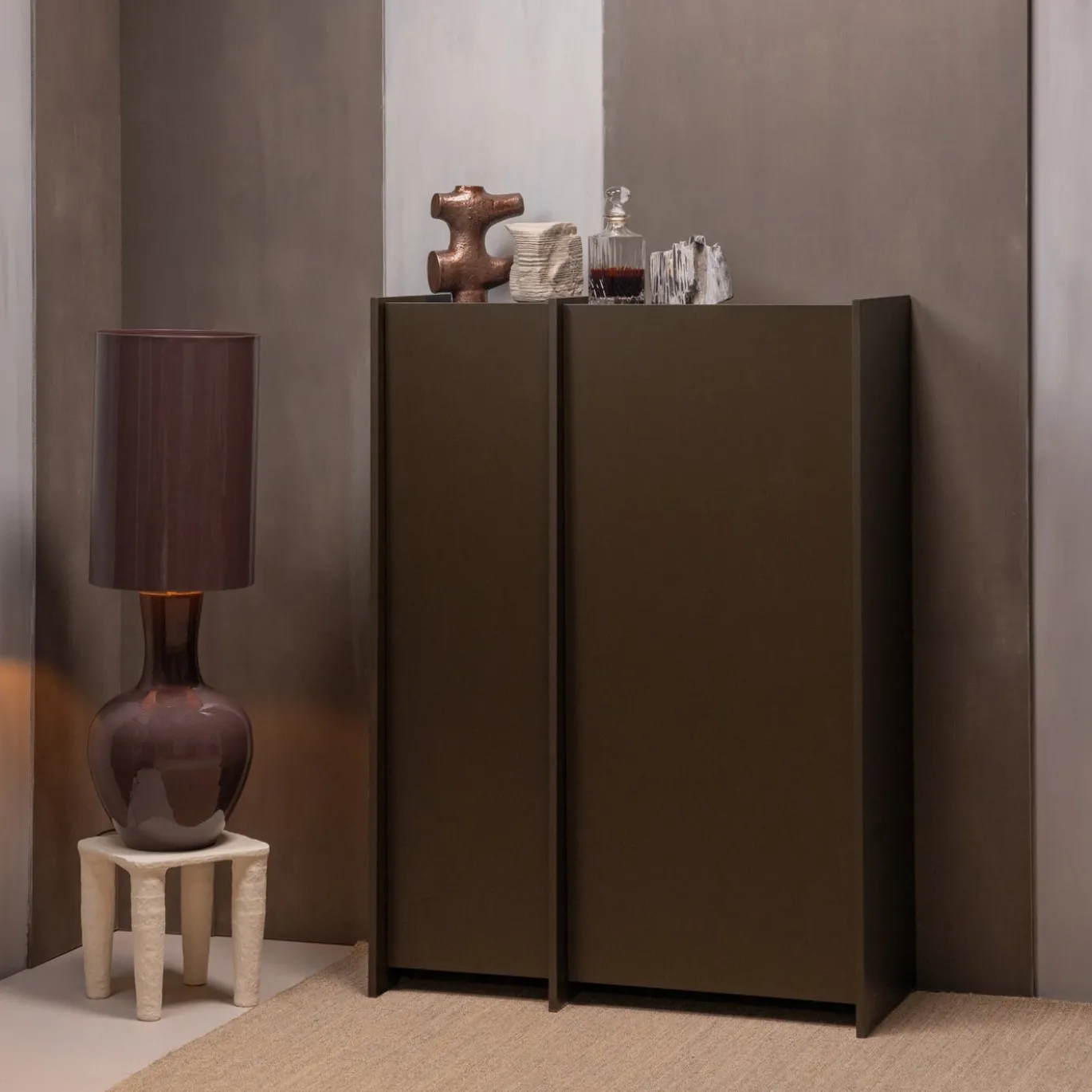 Woood Tafellamp Loa XL Metaal Hoogglans Bruin