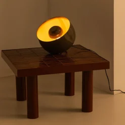 Woood Tafellamp Mero Metaal Hoogglans Mokkabruin Ø26cm