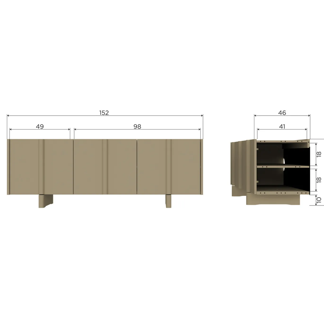 Woood Tv-meubel Basu 152cm Grenen Moss