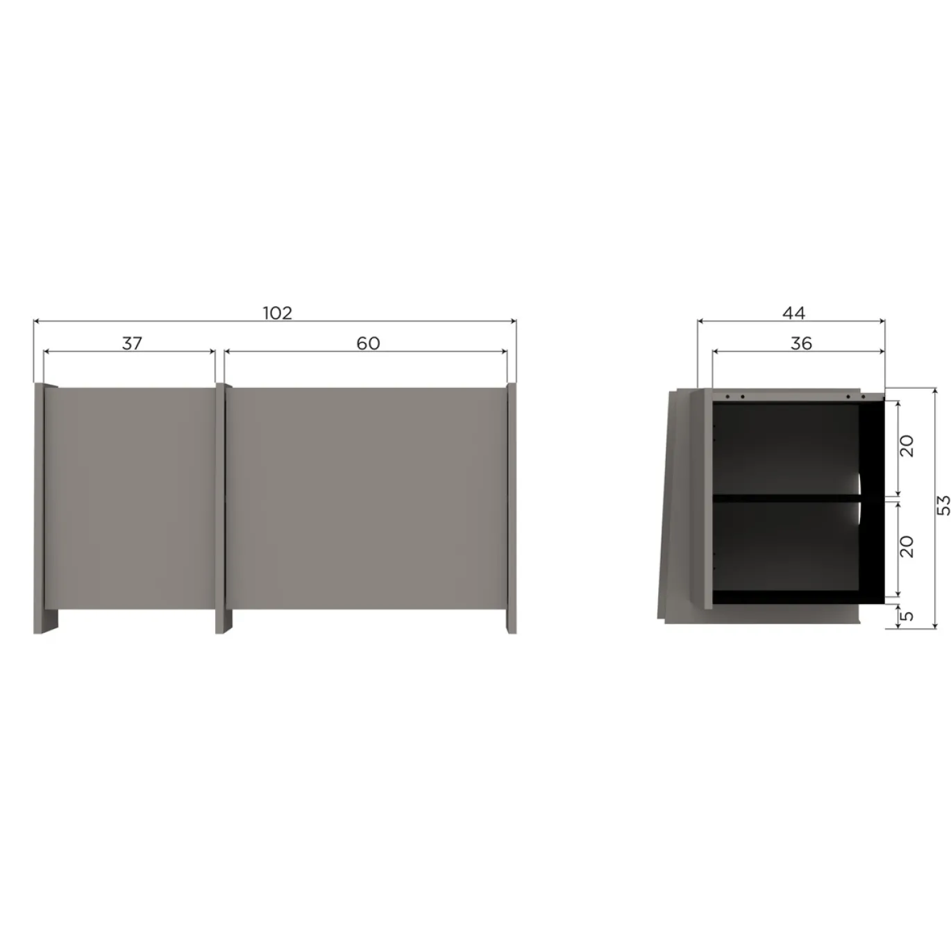 Woood Tv-meubel Brock 102cm Essenfineer Warmgrijs