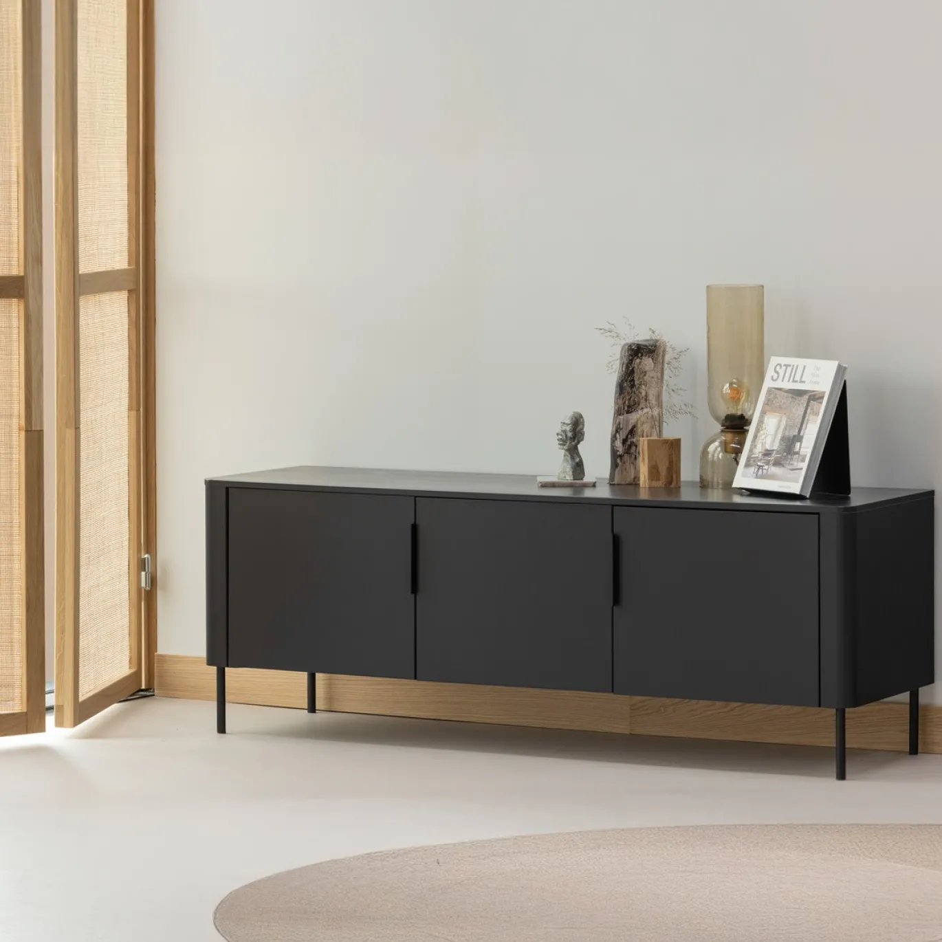 Woood Tv-meubel Gunnar 154cm Grenen Matzwart