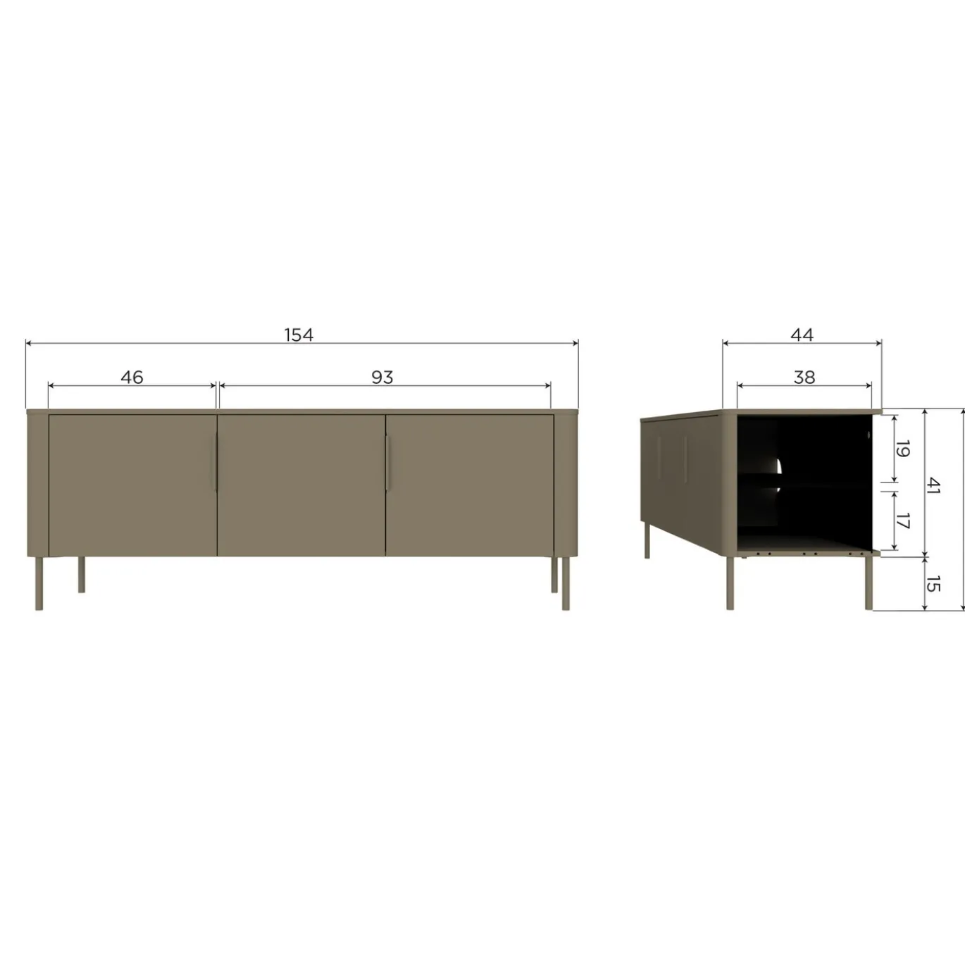 Woood Tv-meubel Gunnar 154cm Grenen Matzwart