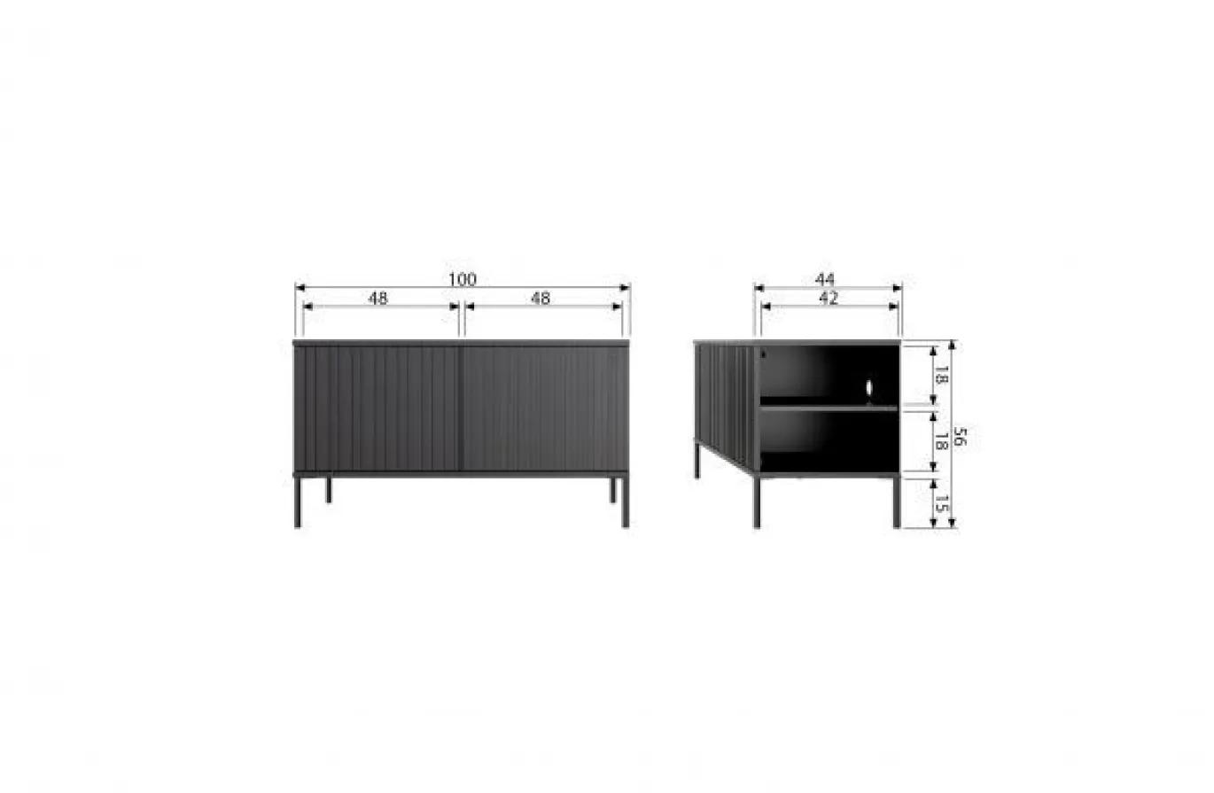 Woood Tv-meubel New Gravure Grenen Zwart 100cm
