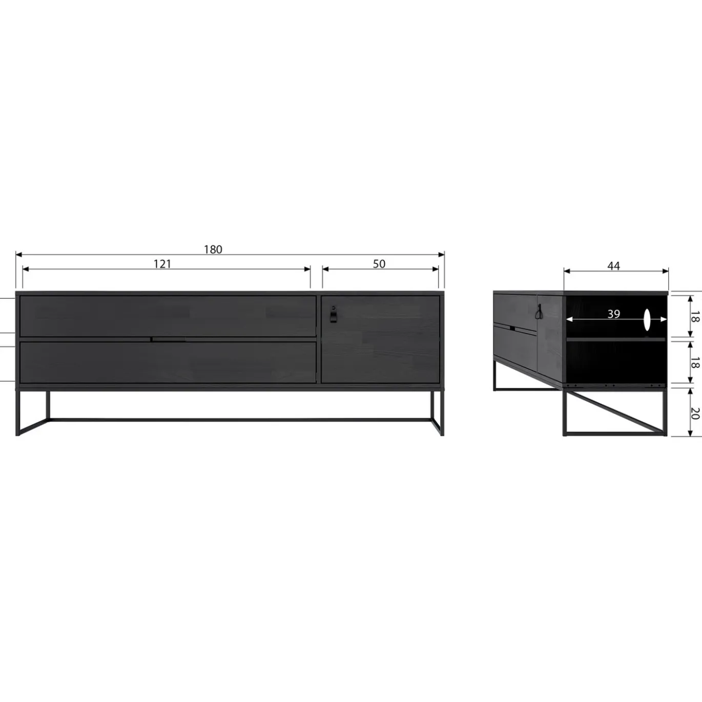 Woood Tv-meubel Silas Grenen Dust 180cm