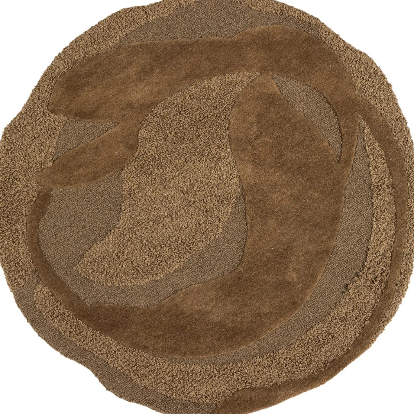 Woood Vloerkleed Orvi Wol/Polyester Bruin Ø160cm