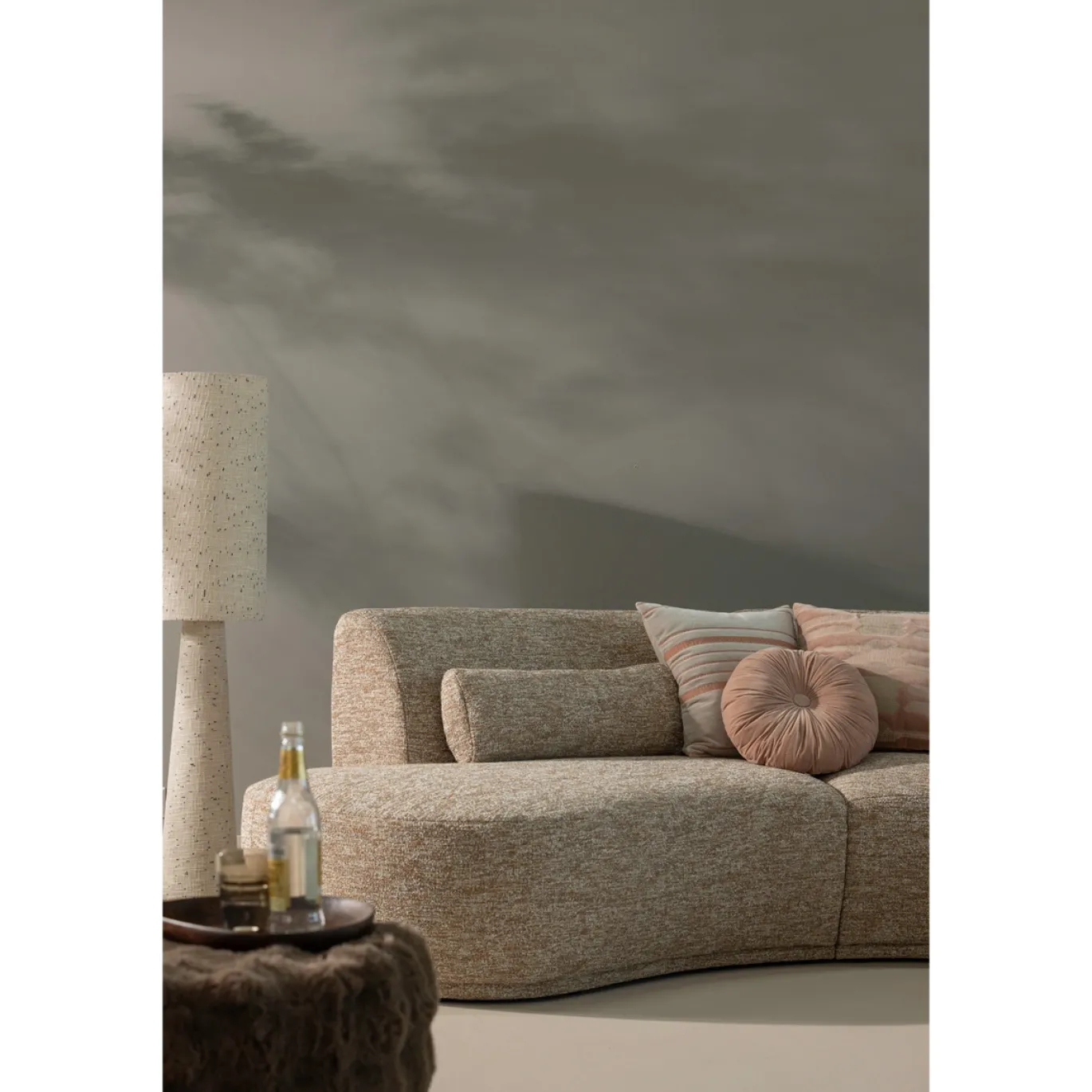 Woood Vloerlamp Loft Metaal/Bouclé Naturel Met Stippen 130xo30cm