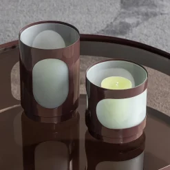 Woood Windlicht Tavo Metaal Glas Bruin Set Van 2