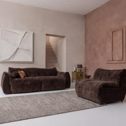 Woood 2-zits Bank Baggy 3d Chenille Donkerbruin