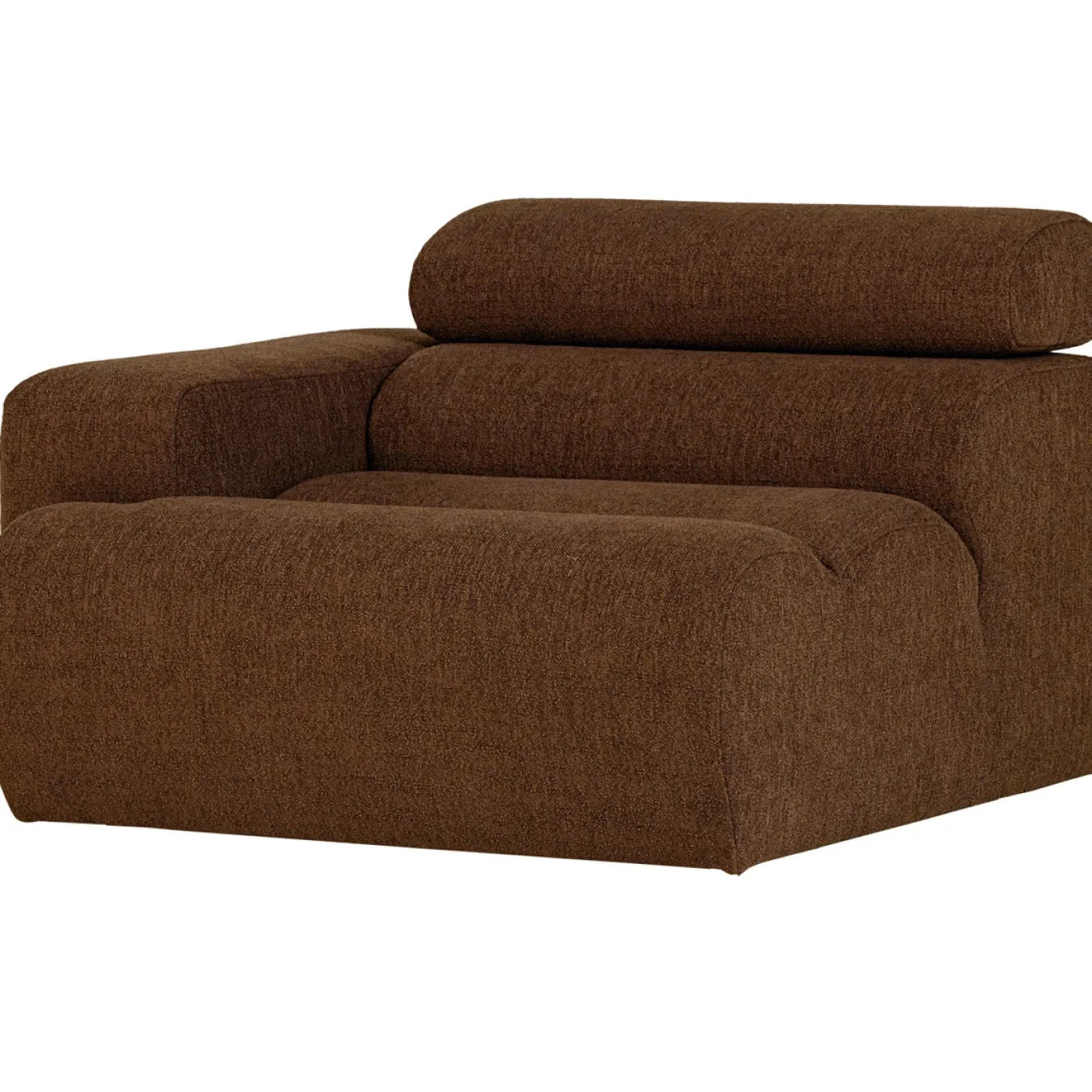 Woood 1-zits Element Novi Arm Links Bouclé Mokkabruin