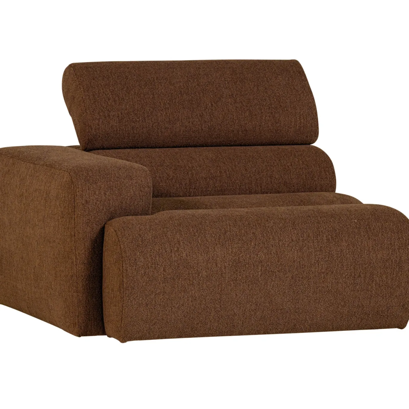Woood 1-zits Element Novi Arm Links Bouclé Mokkabruin