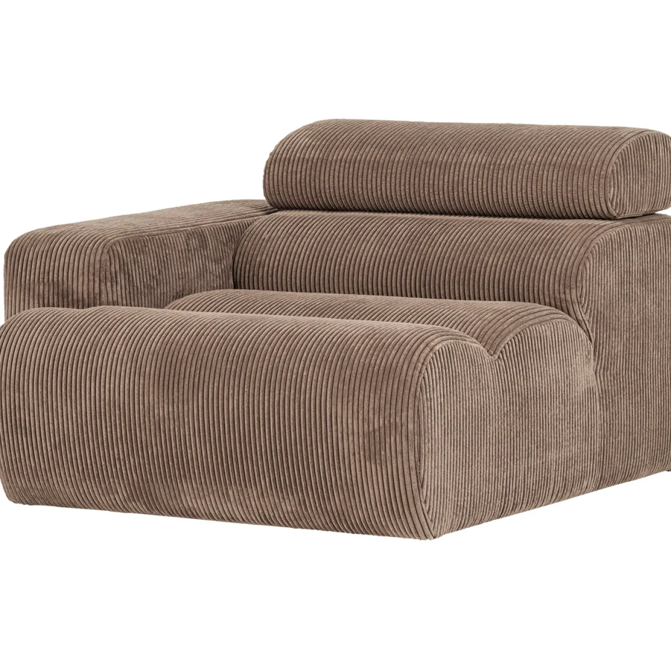 Woood 1-zits Element Novi Arm Links Ribstof Taupe