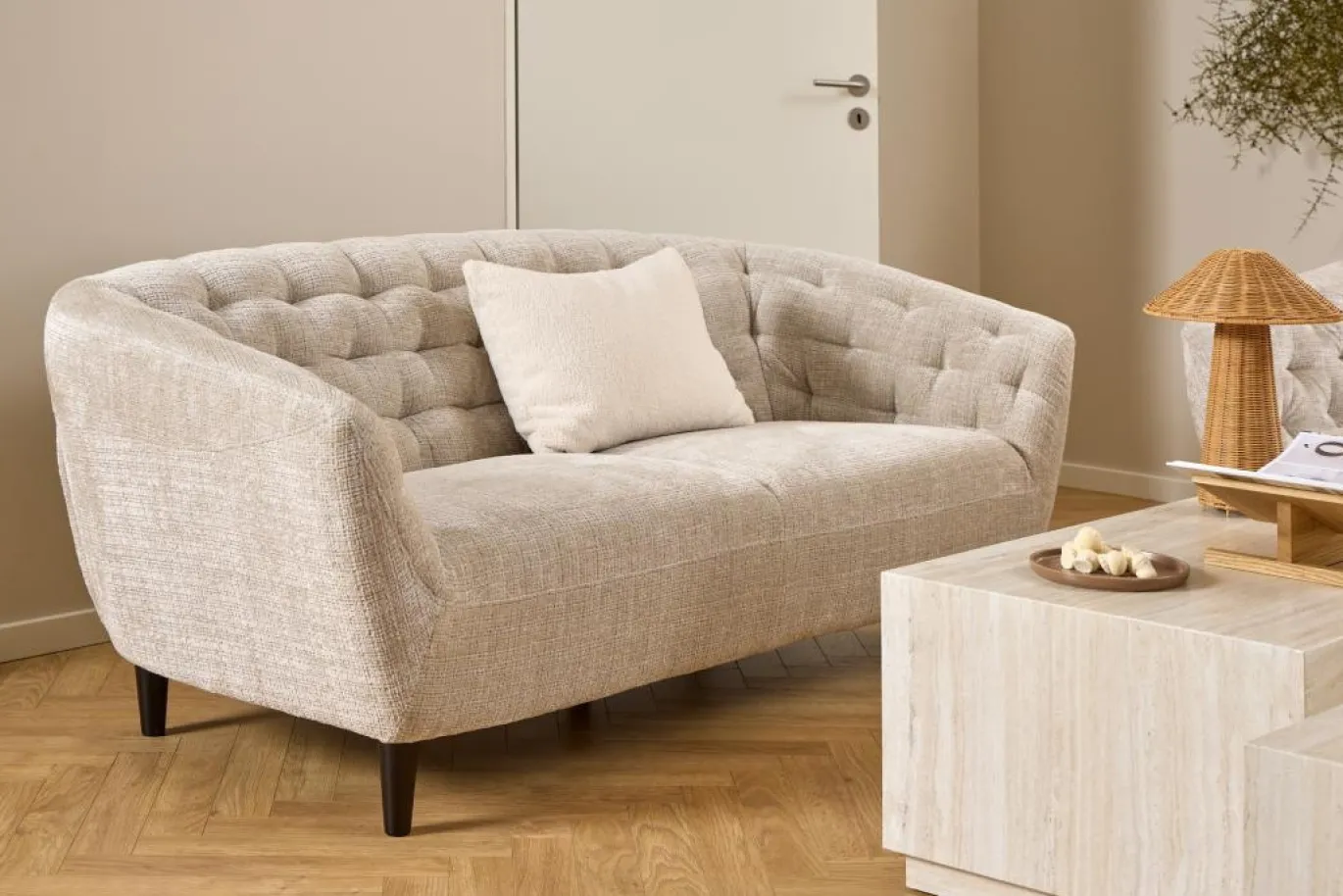3-zits Bank Flora Beige Juto 191cm - Giga Living