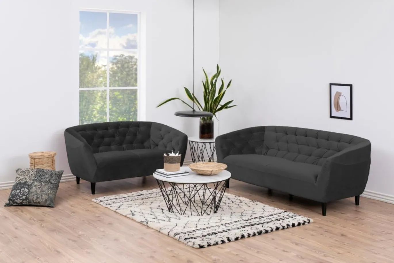 2-Zitsbank Nerio Vic Donkergrijs - Giga Living
