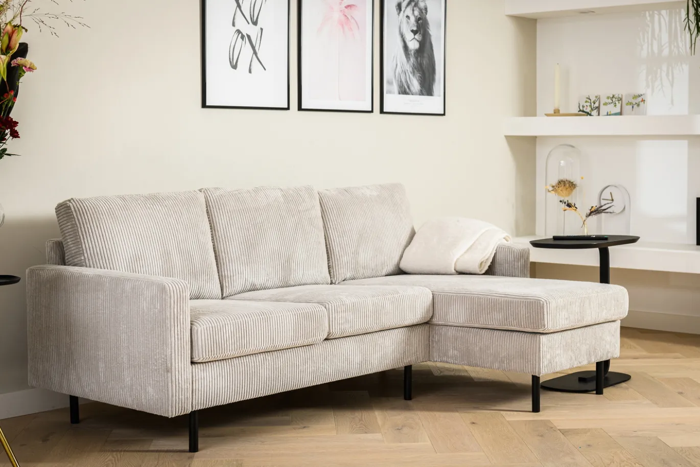 3-Zitsbank Roard Ribstof Beige - Giga Meubel