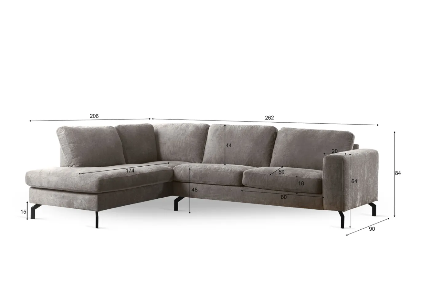 3-Zits Hoekbank Perfect Harmony Champagne Links - Giga Meubel