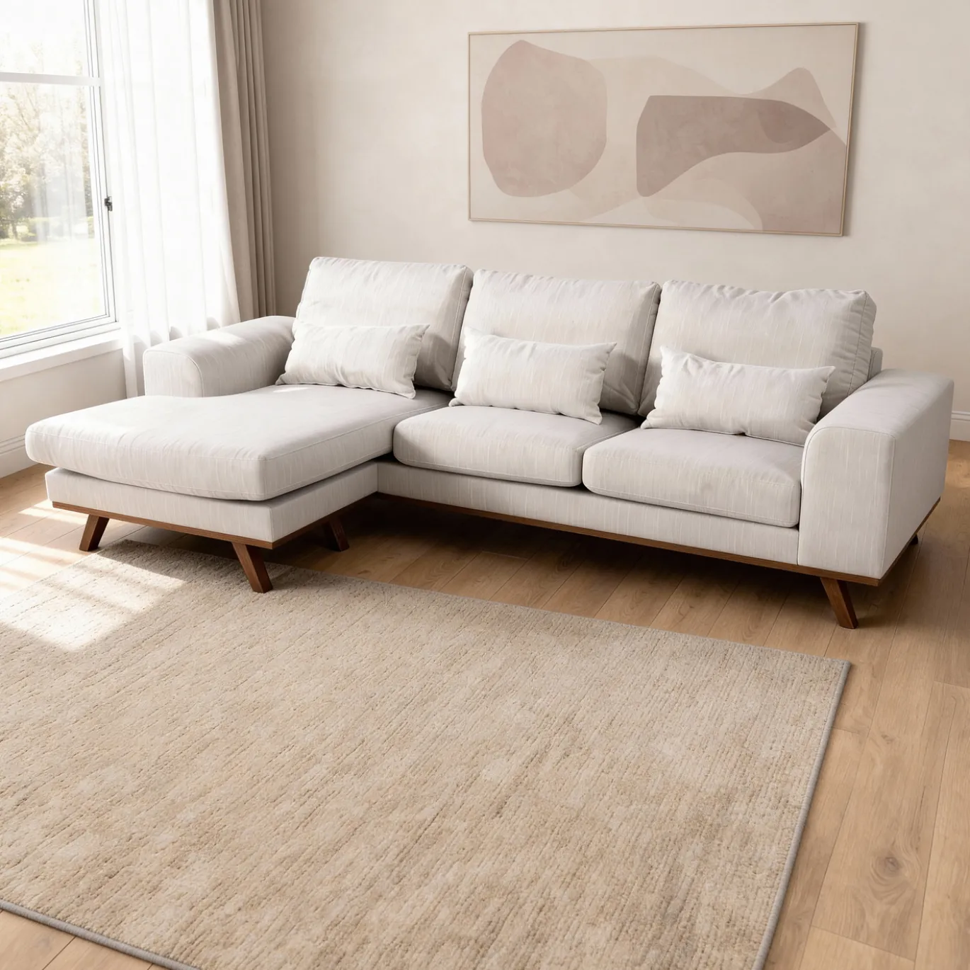 3-Zits Loungebank Grande Japandi Beige - Giga Meubel