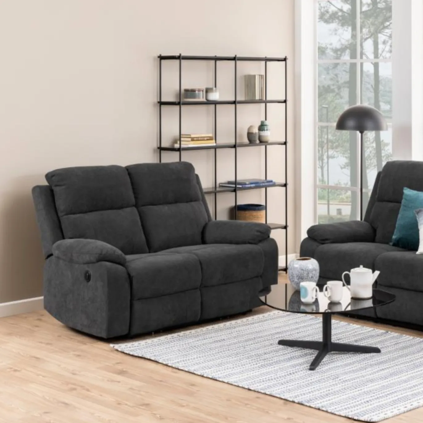 2-zits Relax Bank Rinda Donkergrijs 143,5cm - Giga Living