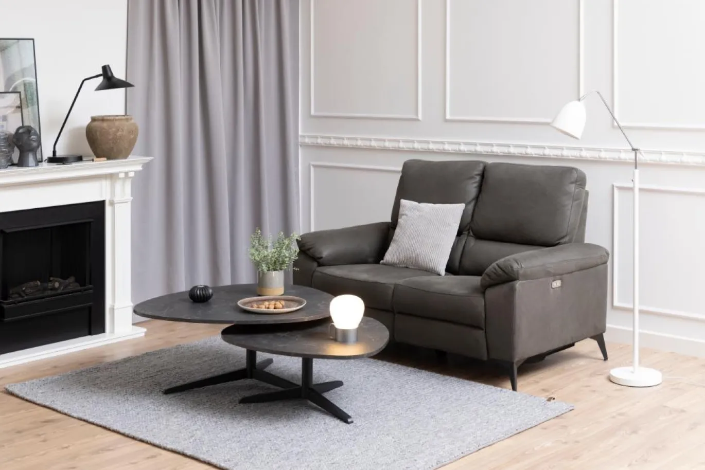 2-zits Relax Bank Ulven Grijs Barry 158cm - Giga Living