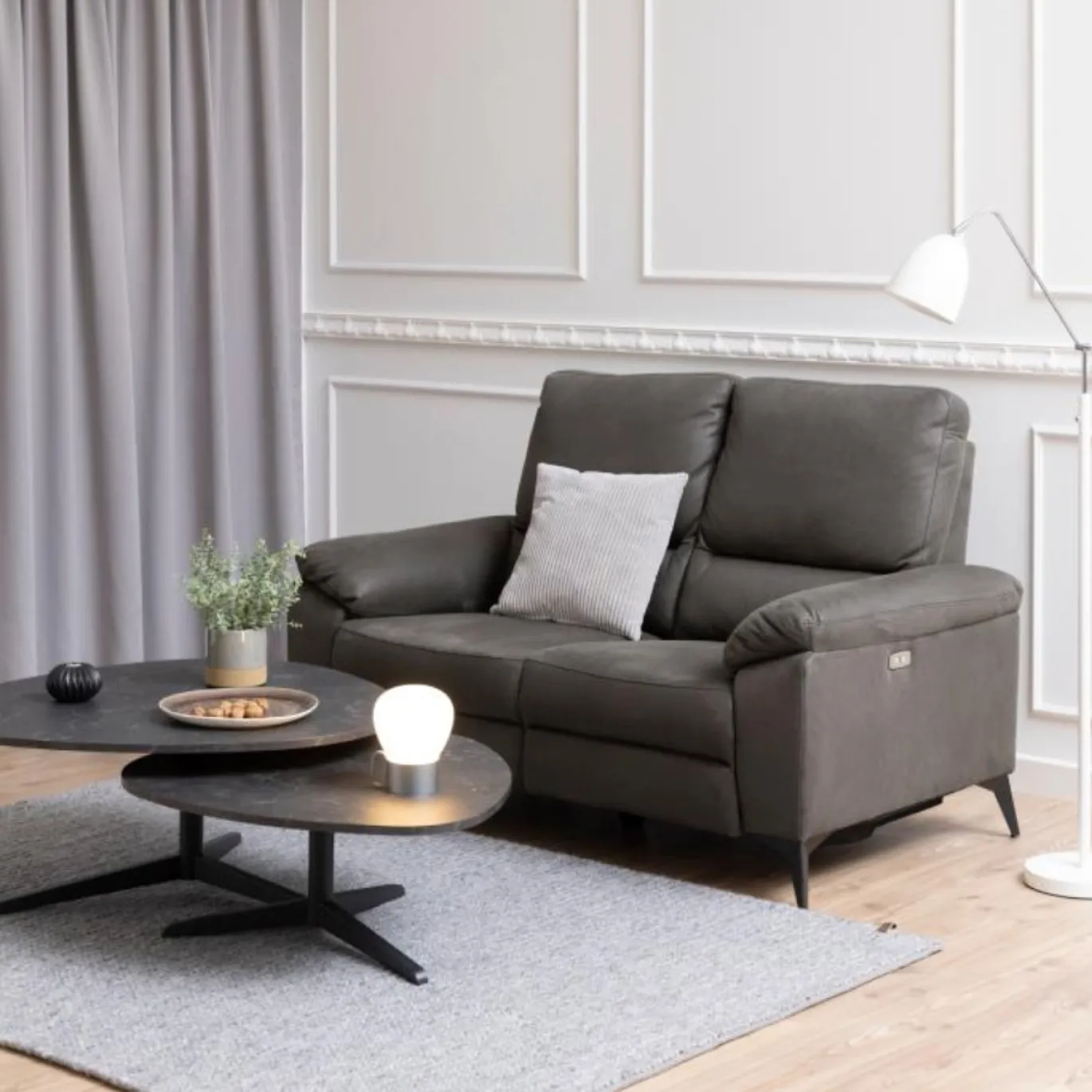 2-zits Relax Bank Ulven Grijs Barry 158cm - Giga Living
