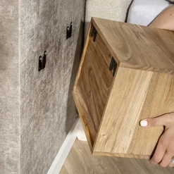 Zwevend Nachtkastje Block Naturel - Giga Meubel