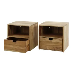 Zwevend Nachtkastje Flat XS Acaciahout Naturel Set van 2 - Giga Meubel