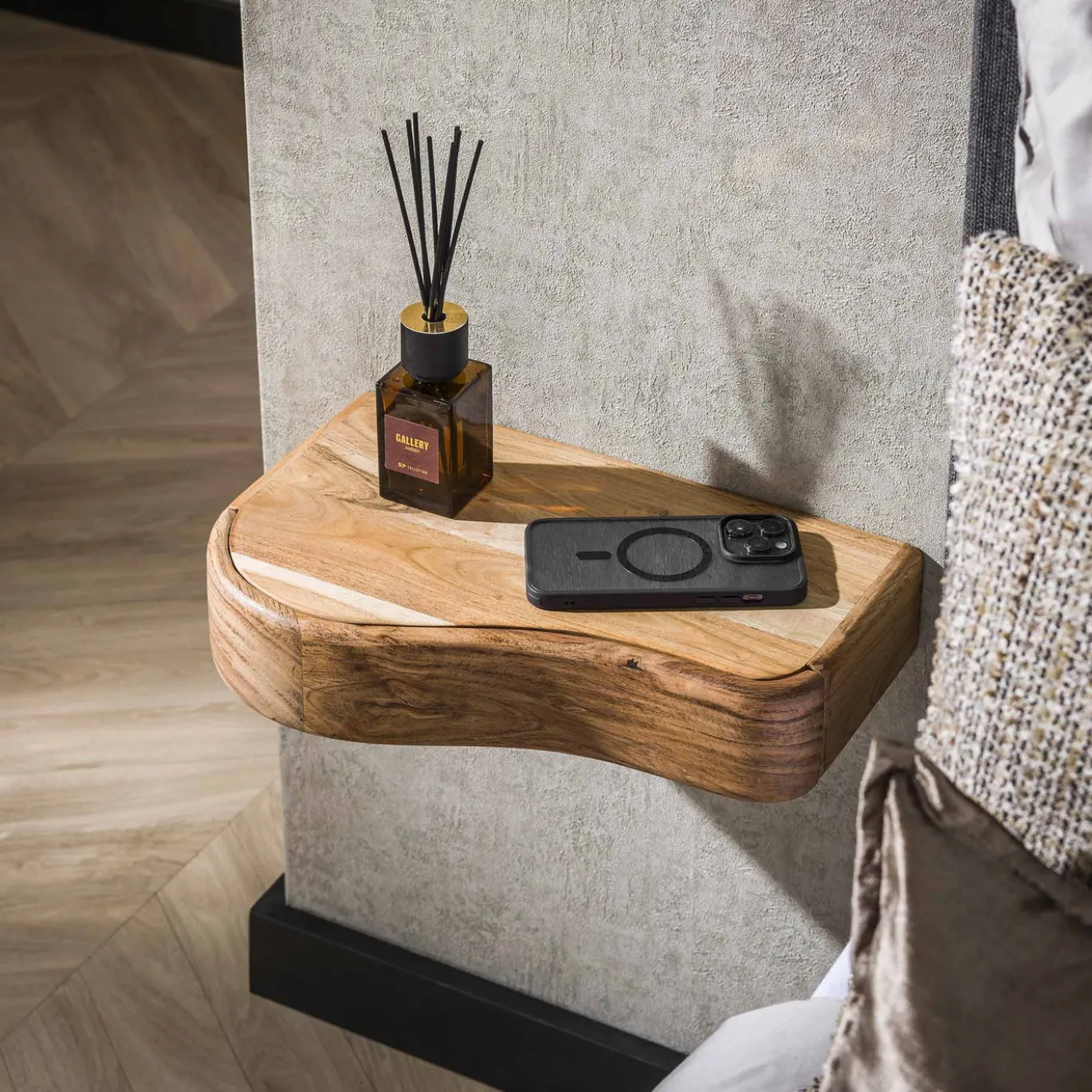 Zwevend Nachtkastje Organic Acacia Set van 2 - Giga Meubel