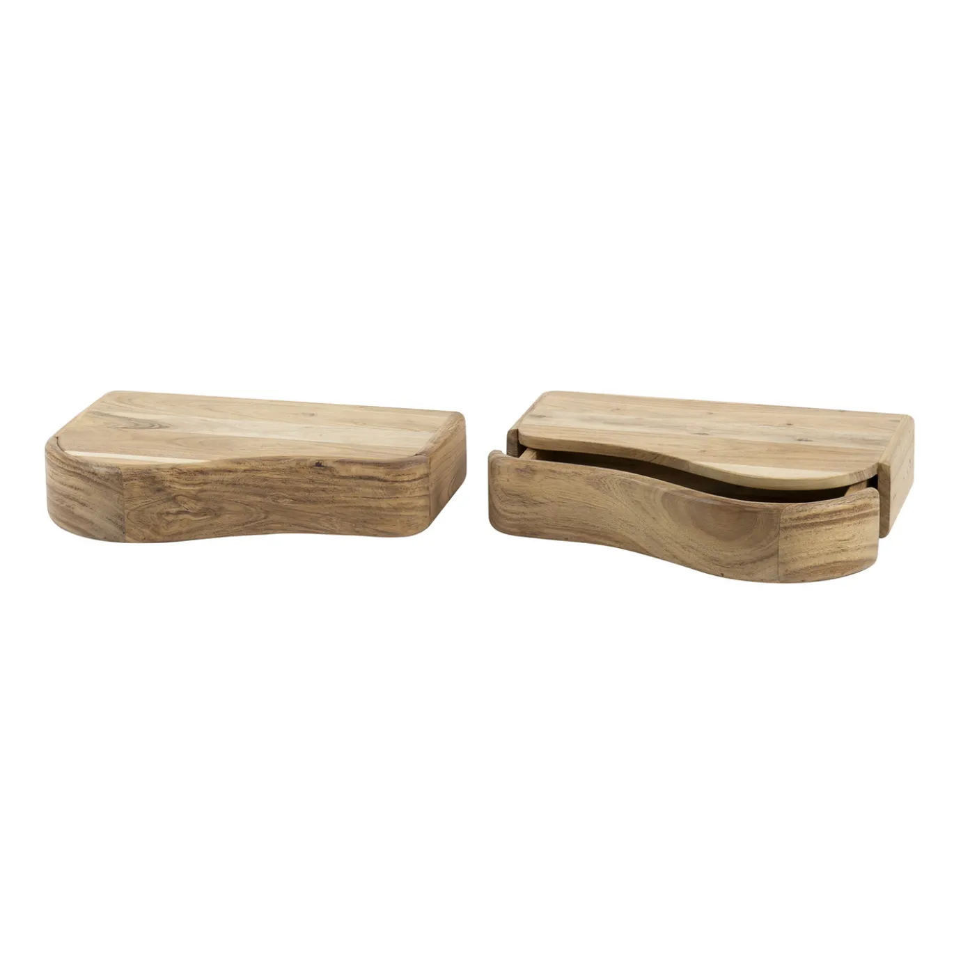 Zwevend Nachtkastje Organic Acacia Set van 2 - Giga Meubel