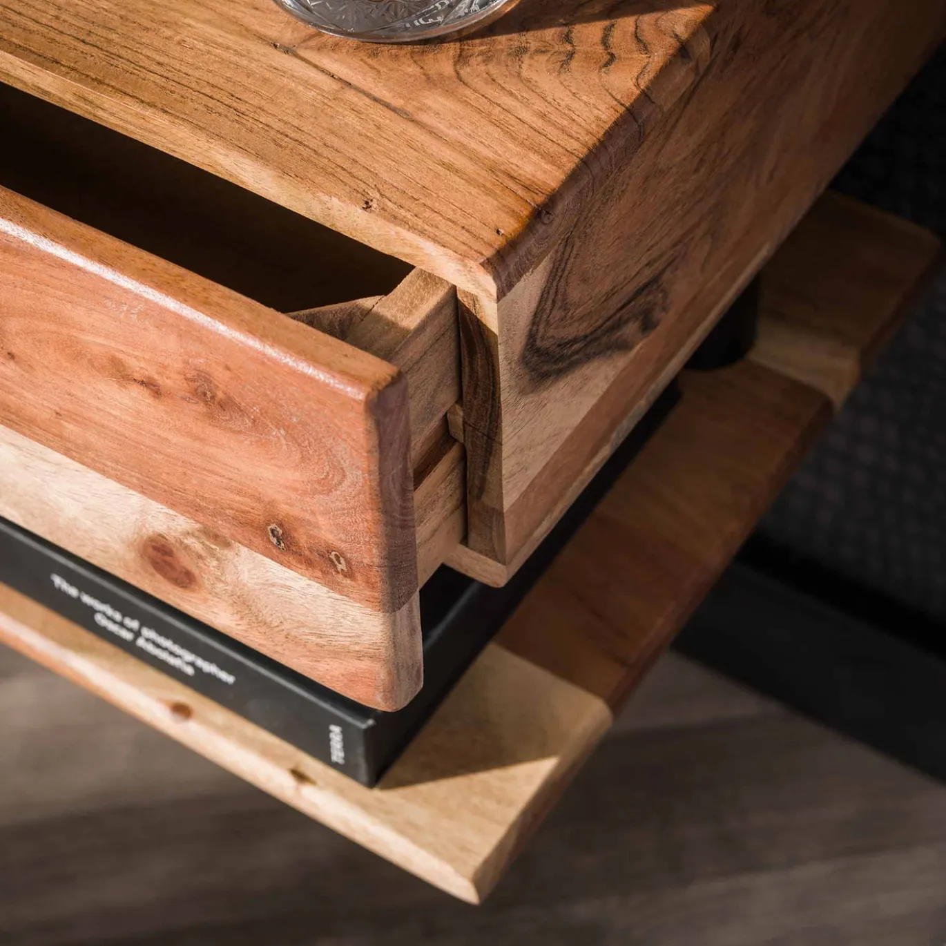 Zwevend Nachtkastje Shelve 1 Lade Acaciahout Naturel