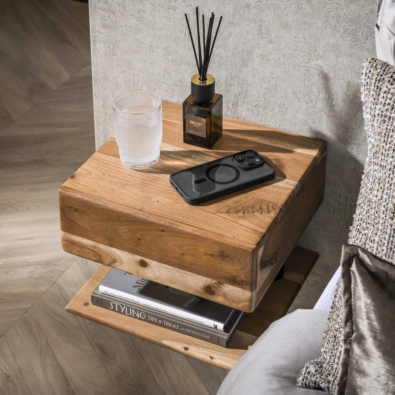 Zwevend Nachtkastje Shelve 1 Lade Acaciahout Naturel
