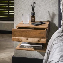 Zwevend Nachtkastje Shelve 1 Lade Acaciahout Naturel