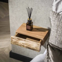 Zwevend Nachtkastje Tree XS Set van 2 Acaciahout Naturel 1 Lade