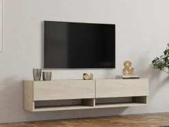 Zwevend Tv-meubel Arges Travertinlook 140cm