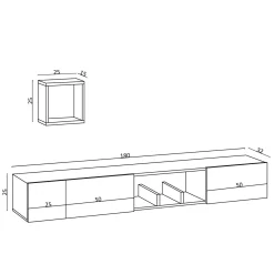 Zwevend Tv-meubel Avior Naturel 180cm