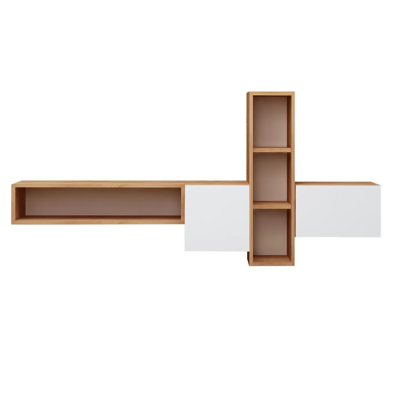 Zwevend Tv-meubel Kumkuat Naturel/Wit 160cm